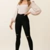 Charleston High-Waisted Ripped Detail Skinny Leg Pants Black