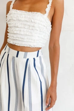 Hermosa Wide Leg Pocket Pants Stripe Print Navy -Bridal Dr. Denim Store photo 1317 st1988b white st2046d navy
