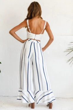 Hermosa Wide Leg Pocket Pants Stripe Print Navy -Bridal Dr. Denim Store photo 1319 st1988b white st2046d navy
