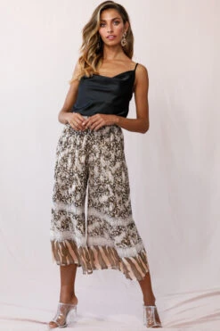 Gemini Accordion Pleat Wide Leg Pants Brown Leopard -Bridal Dr. Denim Store photo 1805 27038b02 brown leopard