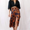 Danika Front Split Midi Culotte Pants Copper/Navy