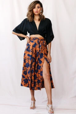 Danika Front Split Midi Culotte Pants Copper/Navy -Bridal Dr. Denim Store photo 1860 25122d06 navy mustard 25343d02 black