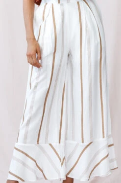 Hermosa Wide Leg Pocket Pants Stripe Print Tan -Bridal Dr. Denim Store photo 232 st2046d tan