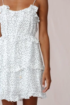Maria Frill Trim Polka Dot Dress White 9 Maria Frill Trim Polka Dot Dress White -Bridal Dr. Denim Store photo 242 st2044d01 white