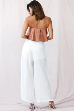 Saigon Wide Leg Eyelet Pants White -Bridal Dr. Denim Store photo 243st0317 camel 26360b white