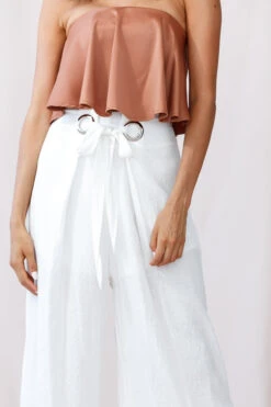 Saigon Wide Leg Eyelet Pants White -Bridal Dr. Denim Store photo 249st0317 camel 26360b white