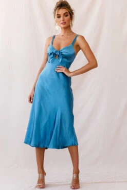 Perfect Day Satin Midi Dress Teal -Bridal Dr. Denim Store photo 2515 st1957b01 teal
