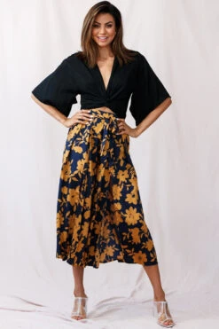 Danika Front Split Midi Culotte Pants Navy/Mustard -Bridal Dr. Denim Store photo 275 25122d06 navy mustard