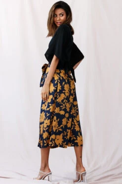 Danika Front Split Midi Culotte Pants Navy/Mustard -Bridal Dr. Denim Store photo 285 25122d06 navy mustard