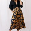 Danika Front Split Midi Culotte Pants Navy/Mustard