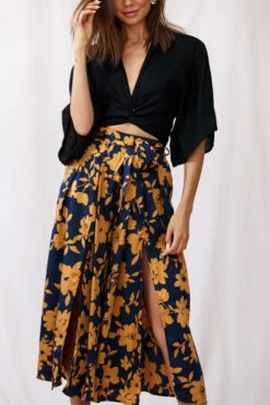 Danika Front Split Midi Culotte Pants Navy/Mustard -Bridal Dr. Denim Store photo 294 25122d06 navy mustard