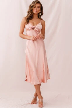 Perfect Day Satin Midi Dress Blush -Bridal Dr. Denim Store photo 327 st1957b blush
