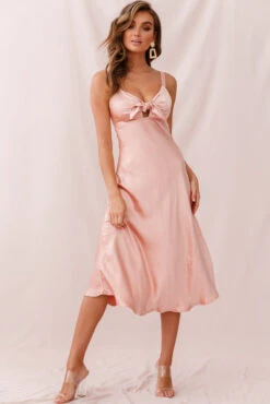 Perfect Day Satin Midi Dress Blush -Bridal Dr. Denim Store photo 348 st1957b blush
