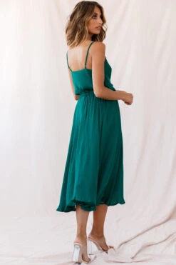 Ava Cowl Neck Drawstring Midi Dress Forest Green -Bridal Dr. Denim Store photo 3554 26924b02 forest green