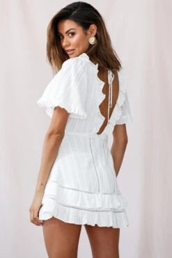 Marybelle Angel Sleeve A-Line Ruffle Dress White 8 Marybelle Angel Sleeve A-Line Ruffle Dress White -Bridal Dr. Denim Store photo 429 st2055bk white