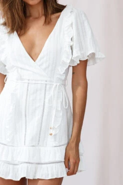 Marybelle Angel Sleeve A-Line Ruffle Dress White 9 Marybelle Angel Sleeve A-Line Ruffle Dress White -Bridal Dr. Denim Store photo 441 st2055bk white