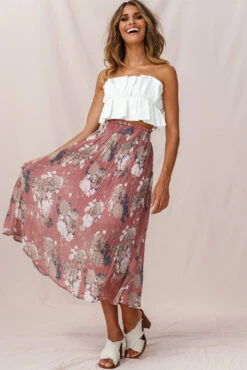 Caroline Accordion Pleat Midi Skirt Rose -Bridal Dr. Denim Store photo 625 skirt 26835b white 26917b03 rose