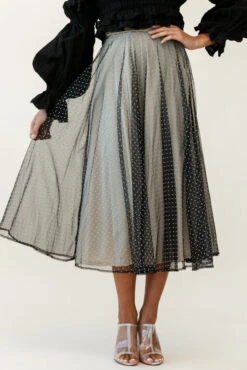 Jasmine Hail Spot Mesh Midi Skirt Black -Bridal Dr. Denim Store qs17164b01 black 14491b black 190903sl1767