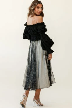Jasmine Hail Spot Mesh Midi Skirt Black -Bridal Dr. Denim Store qs17164b01 black 14491b black 190903sl1772