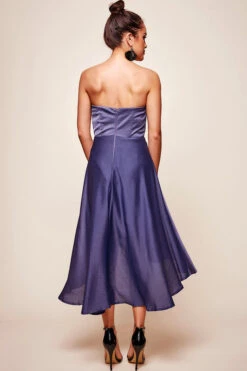 Mia Strapless A-Line Midi Dress Midnight Blue -Bridal Dr. Denim Store st1191b midnight blue 7869 2