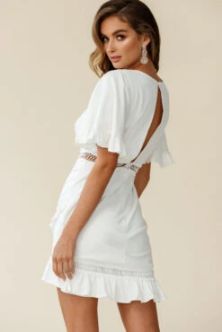Walk This Way Pintuck Angel Sleeve Dress White -Bridal Dr. Denim Store st1886b01 white 190731sl 0430