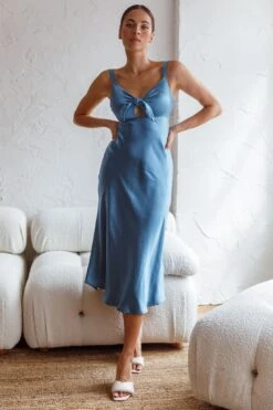 Perfect Day Satin Midi Dress Teal -Bridal Dr. Denim Store st1957b01 teal 5
