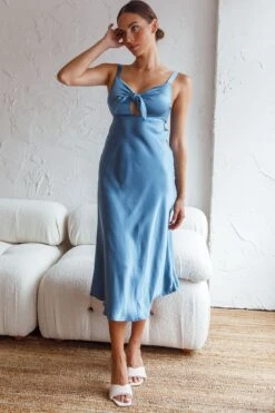 Perfect Day Satin Midi Dress Teal -Bridal Dr. Denim Store st1957b01 teal 6