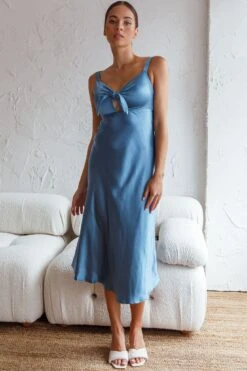 Perfect Day Satin Midi Dress Teal -Bridal Dr. Denim Store st1957b01 teal 8